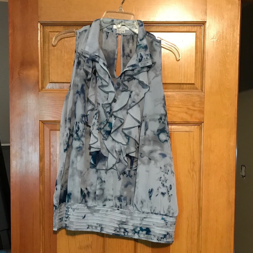 Light blue ruffle blouse